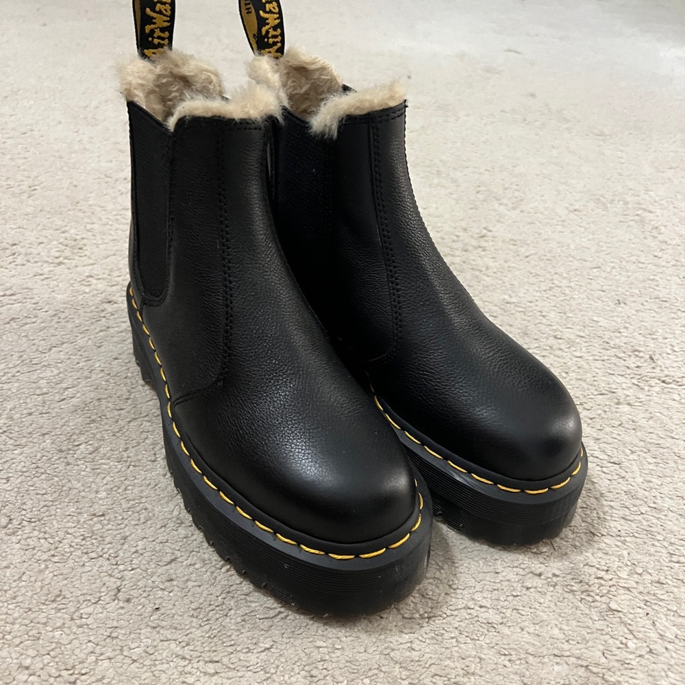 Dr. Martens Black Fur-Lined Platform Boots